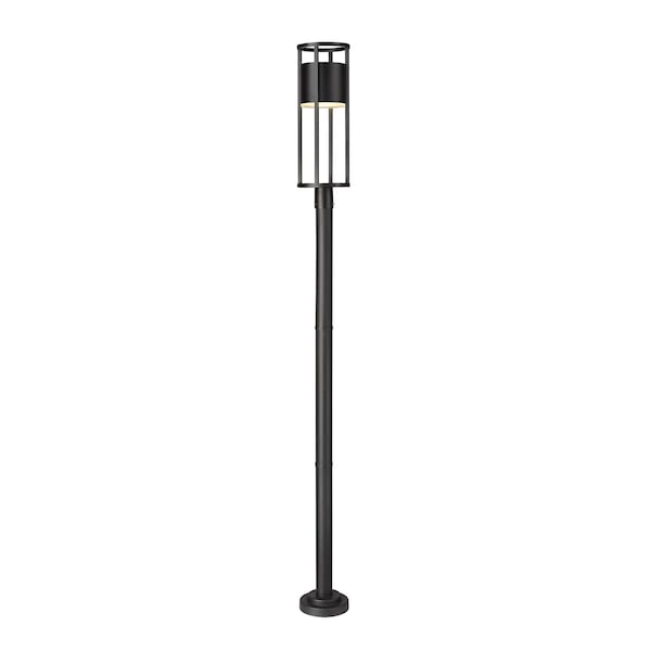 Z-Lite Luca Outdoor Post Mounted Fixture, 1-Light, 9.25 In.W x 101.51 In.H, Black/Etched 517PHB-567P-BK-LED - main